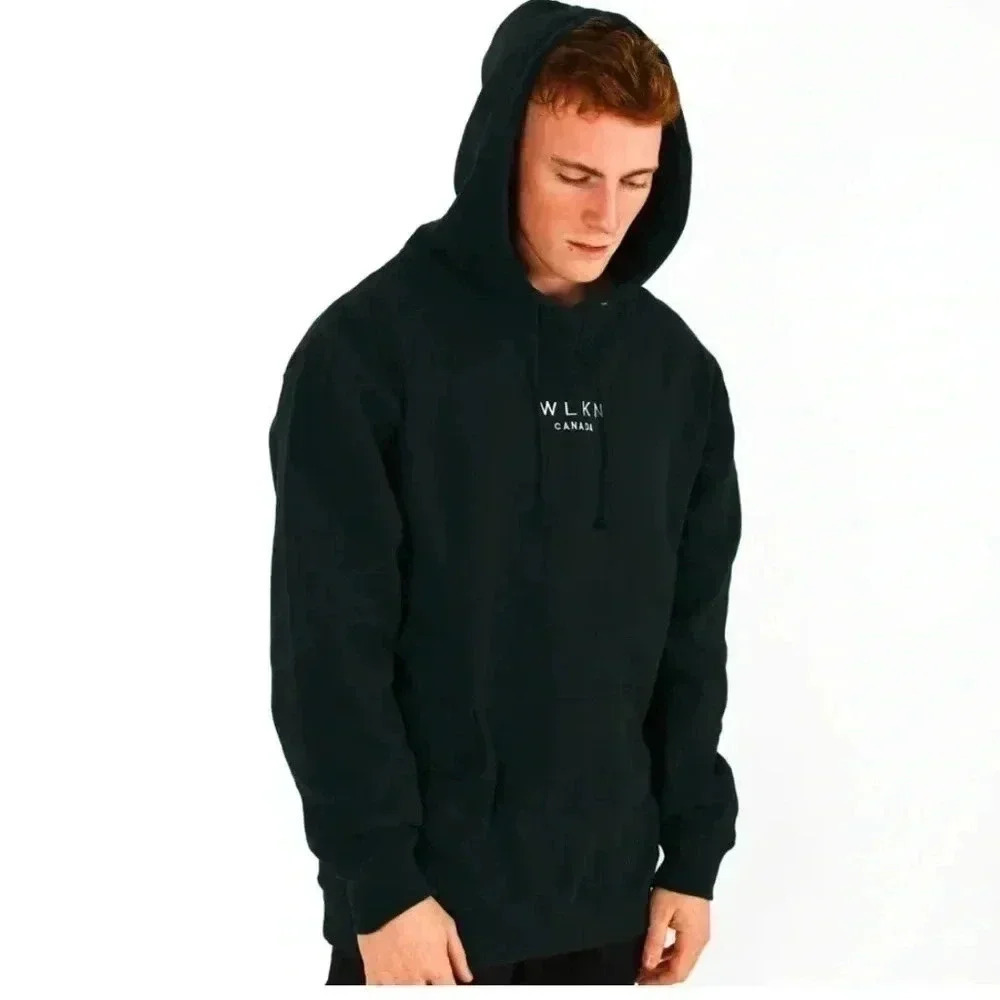 WLKN “the country”  casual oversized trendy cotton black long sleeve hoodie OS